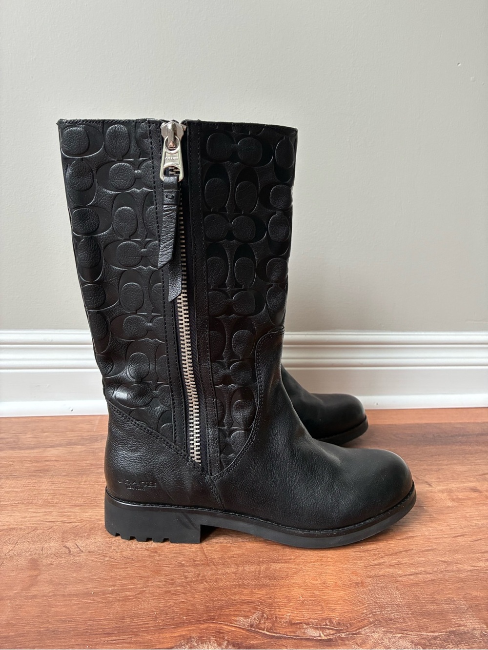 Coach Valentine Leather Signature Monogram Embossed Boots, A7785 - Picture 3 of 15